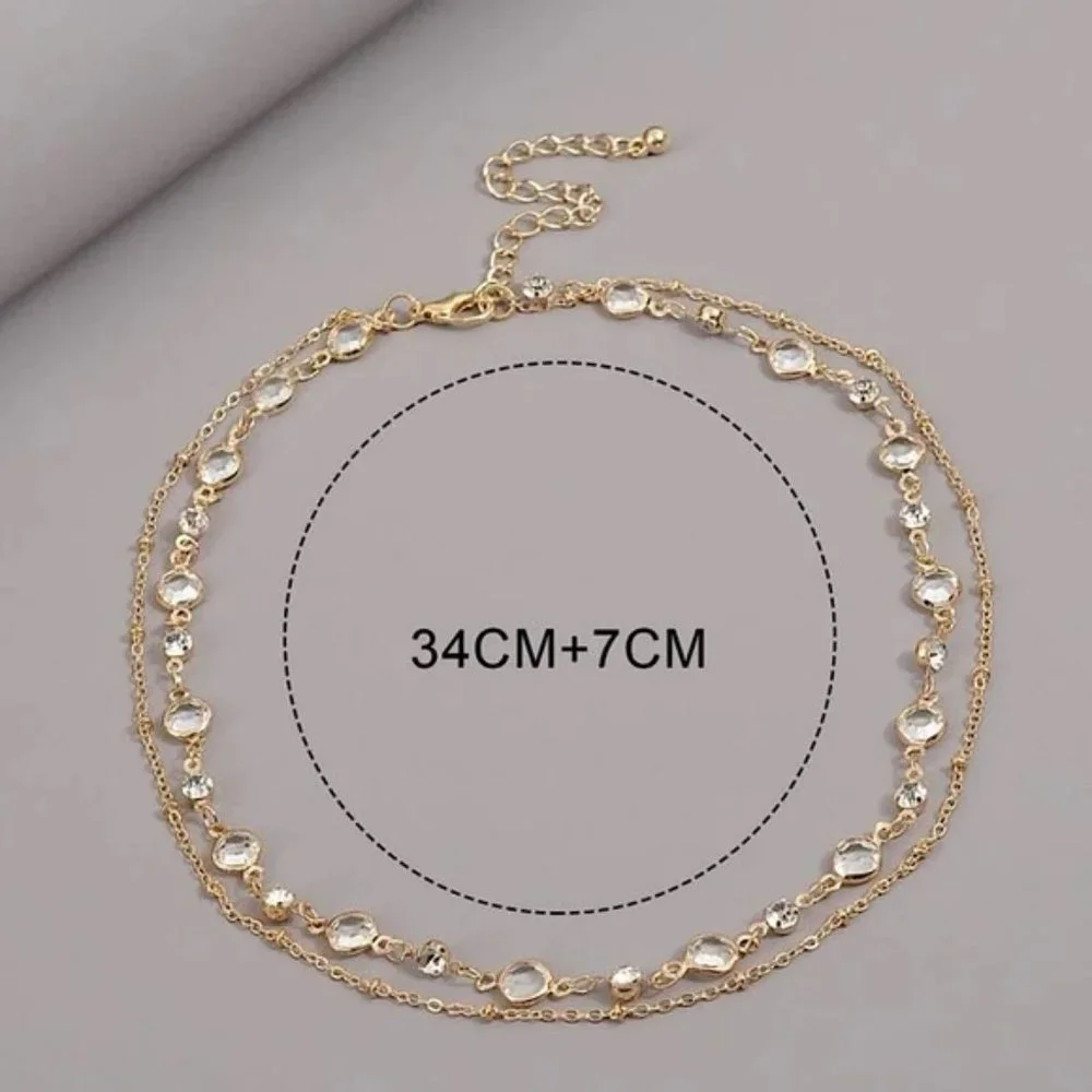 Transparent Rhinestones Layered Necklace - Picture 3 of 3